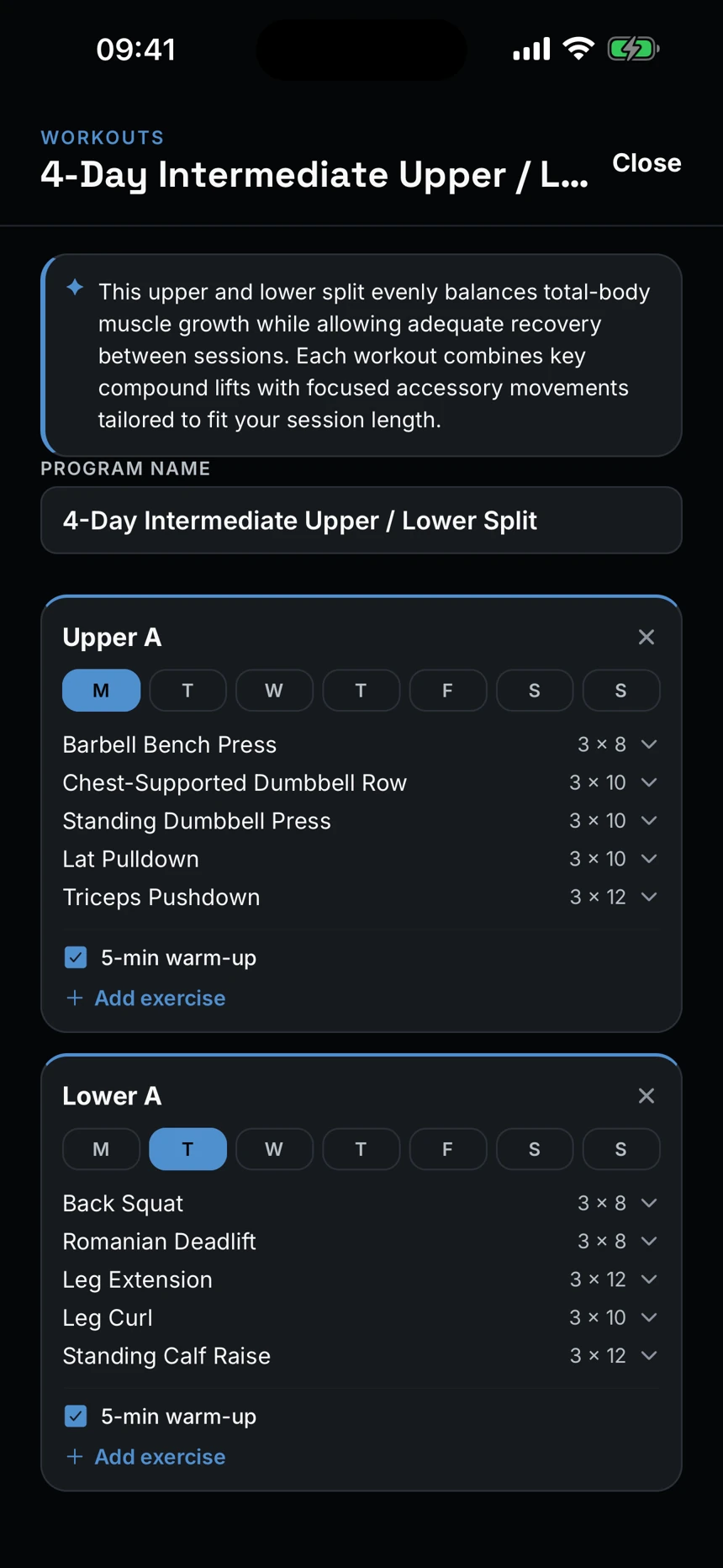 AI workout plan — Unyx app