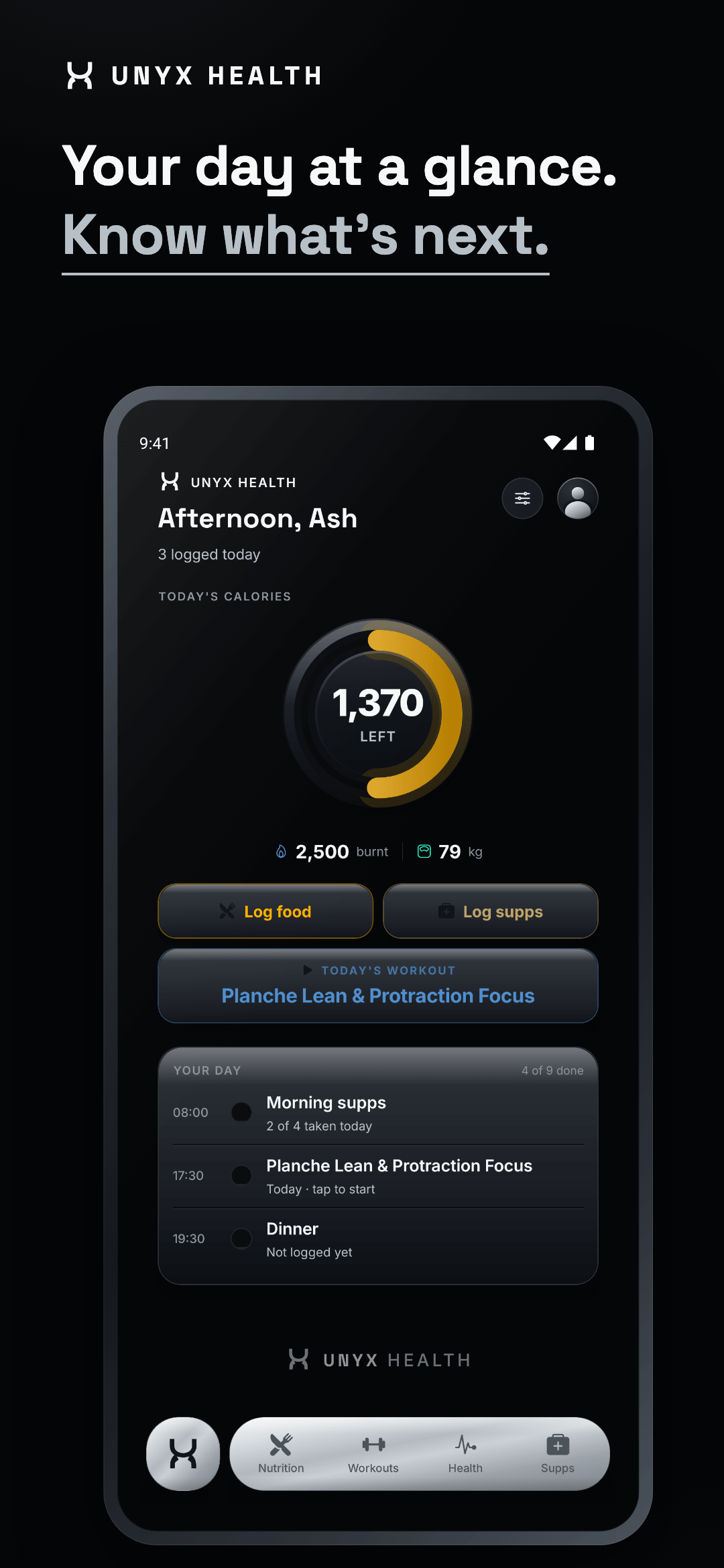 Home — Unyx app screen